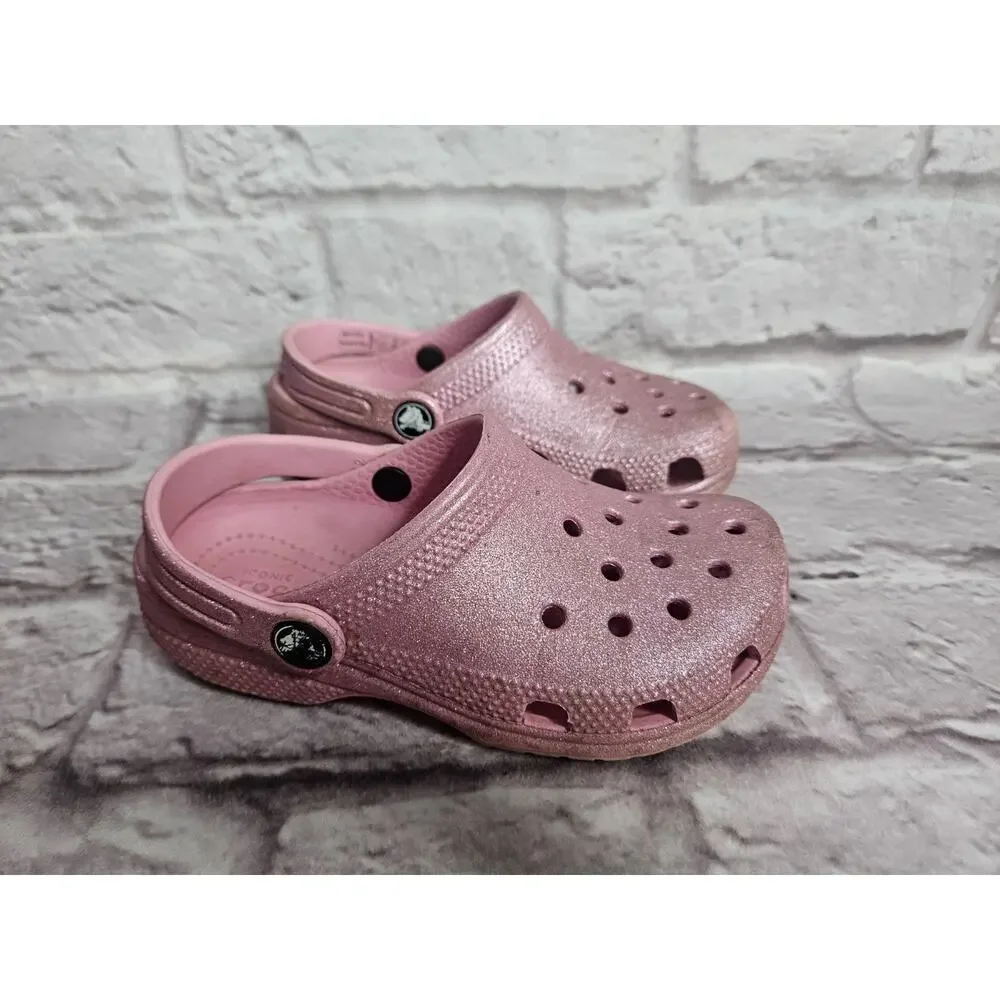 Crocs Girls Youth Size 12 Pink Sparkly Shoes